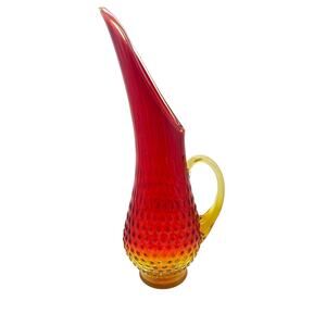Mid Century Kanawha‎ Hobnail Amberina Stretch Pitcher 15 inch